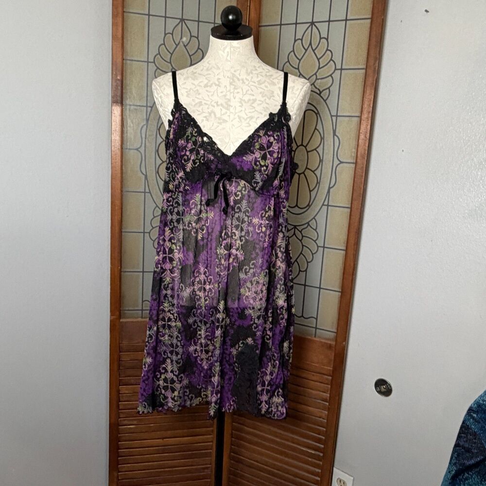 Cacique Baby Doll Sheer Lingerie Slip Dress Whimsygoth Pin Up Plus Size 22/24 - Picture 2 of 14